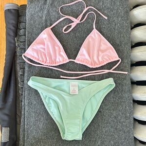 Mint and pink bikini set